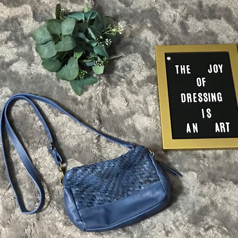 Blue lattice leather mini bag